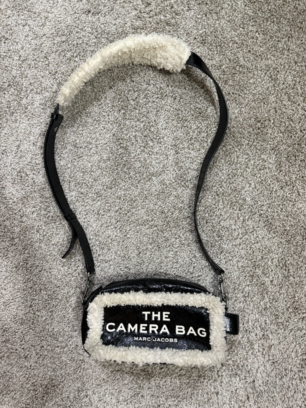 Marc Jacobs 'The Camera Bag' Black Shearling Trim Crossbody